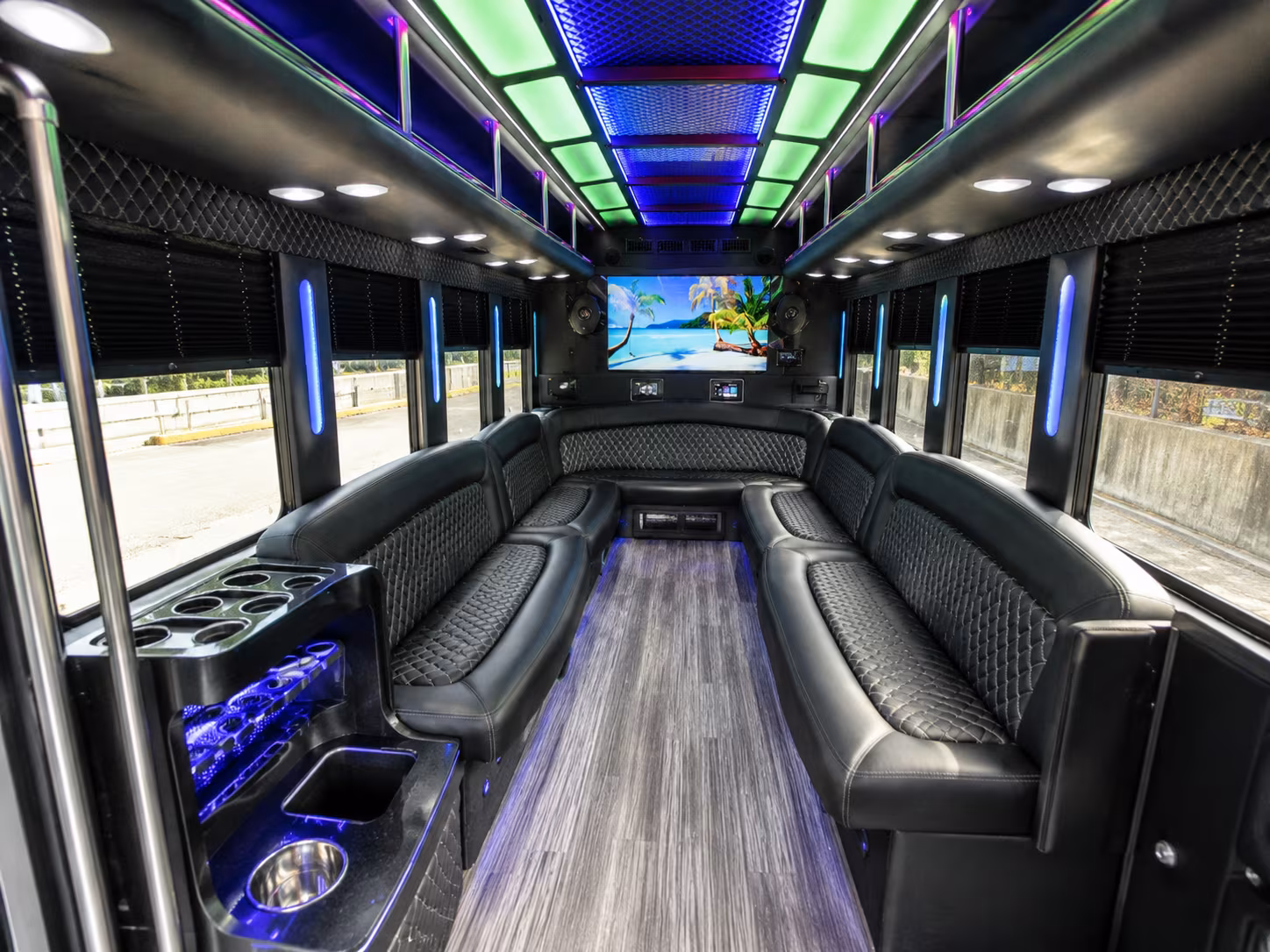 kentwood 18 passenger party bus inside