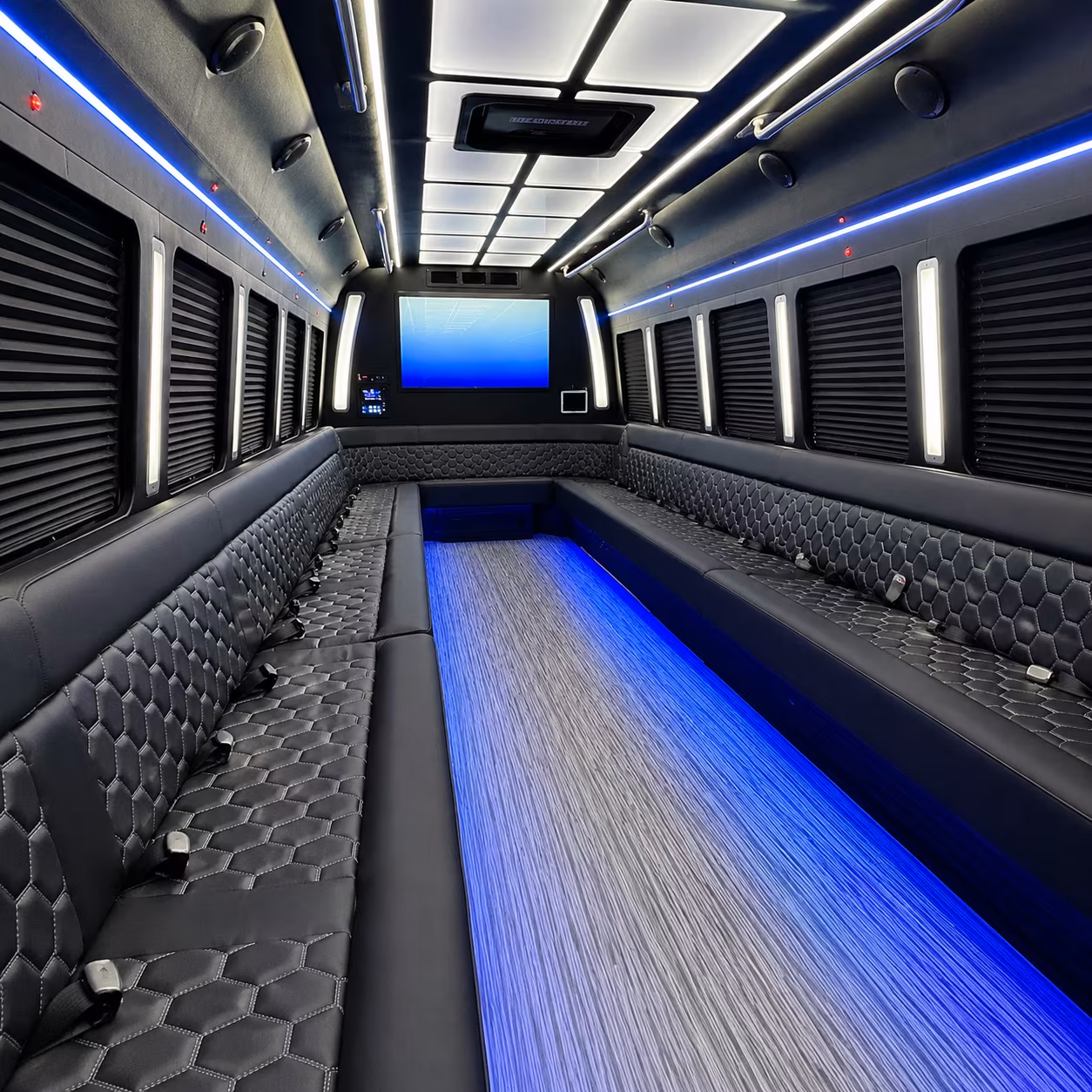 kentwood 50 passenger party bus inside