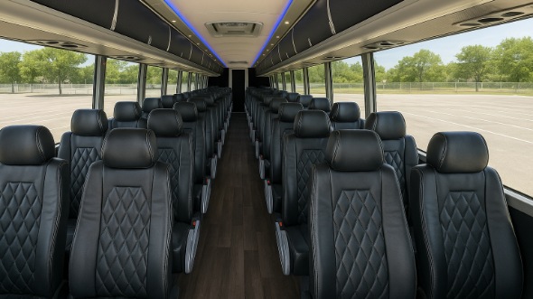 Interior of Charter Bus Company Kentwood's 55 Passenger Charter Bus in Kentwood
